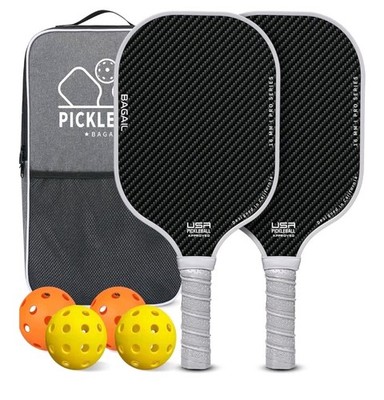 BAGAIL Pickleball Paddel Set, Pickle Ballschläger mit 4 Bällen