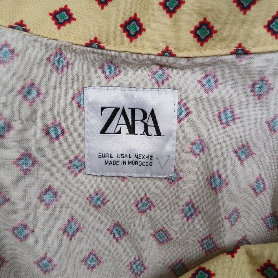 Мужская рубашка с воротником Zara Camp L желтый геометрический принт короткий рукав - Изображение 4 из 4