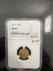 1911 $2.50 Indian Head Gold Quarter Eagle MS62 NGC