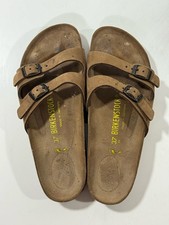 Birkenstock Florida 2 Strap Nubuck Leather Brown Sandals Slides Size 37 / US 6