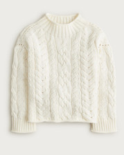 NWT J.Crew Size M Ivory 2025 Rollneck Cable-knit Sweater Pullover Knit