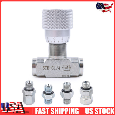 M14 Bi-Directional Hydraulic Flow Control Valve 1/4in Fit For Fluids Gases USA