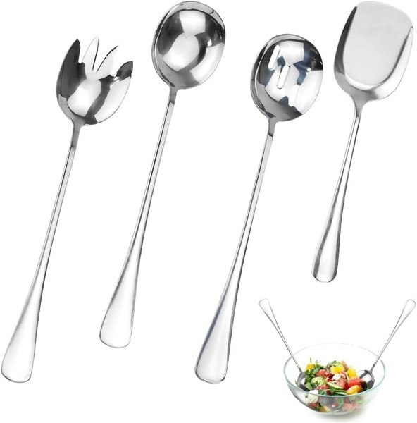 4 StüCk Salatbesteck, Salatgabel, SalatlöFfel Edelstahl, Gabel LöFfel, Se-image