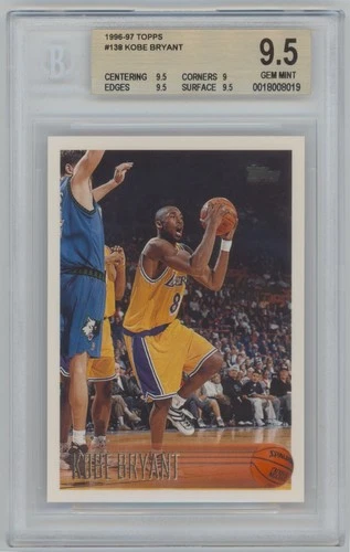 1996-97 KOBE BRYANT Topps #138 RC - Lakers - ROOKIE CARD - BGS 9.5 GEM MINT !!!