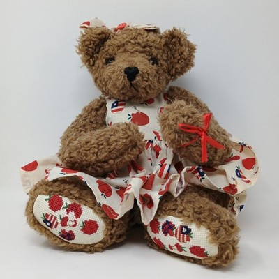Hand Crafted Coriells Cubs LIBEARTY Brown Teddy Bear APPLE Plush By JUDY CORIELL