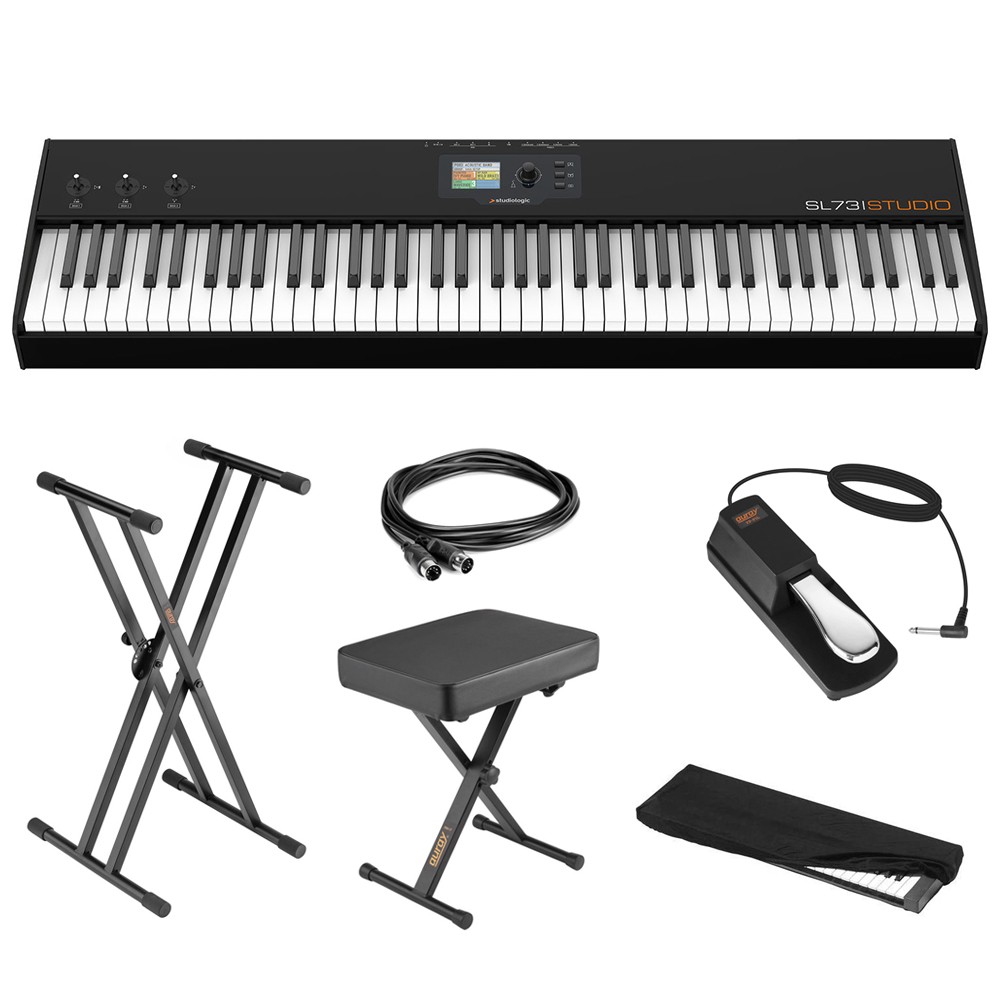 StudioLogic SL73 Studio 73 Key Keyboard + Stand, Bench, Pedal, Cable & Cover