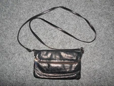 HOBO INTERNATIONAL LEXI SMALL FLAP OVER BLACK LEATHER CROSSBODY MINI BAG      A2