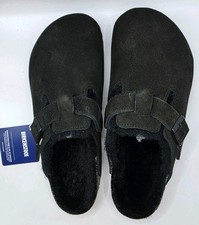 Birkenstock Boston Shearling Leather Suede Black Color Regular Wide