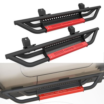 6'' Running Boards for 2018- 2026 Jeep Wrangler JL 2 Door Drop Side Step Bars Red