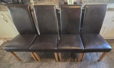 Leather Effect Dining Chairs Set of 4