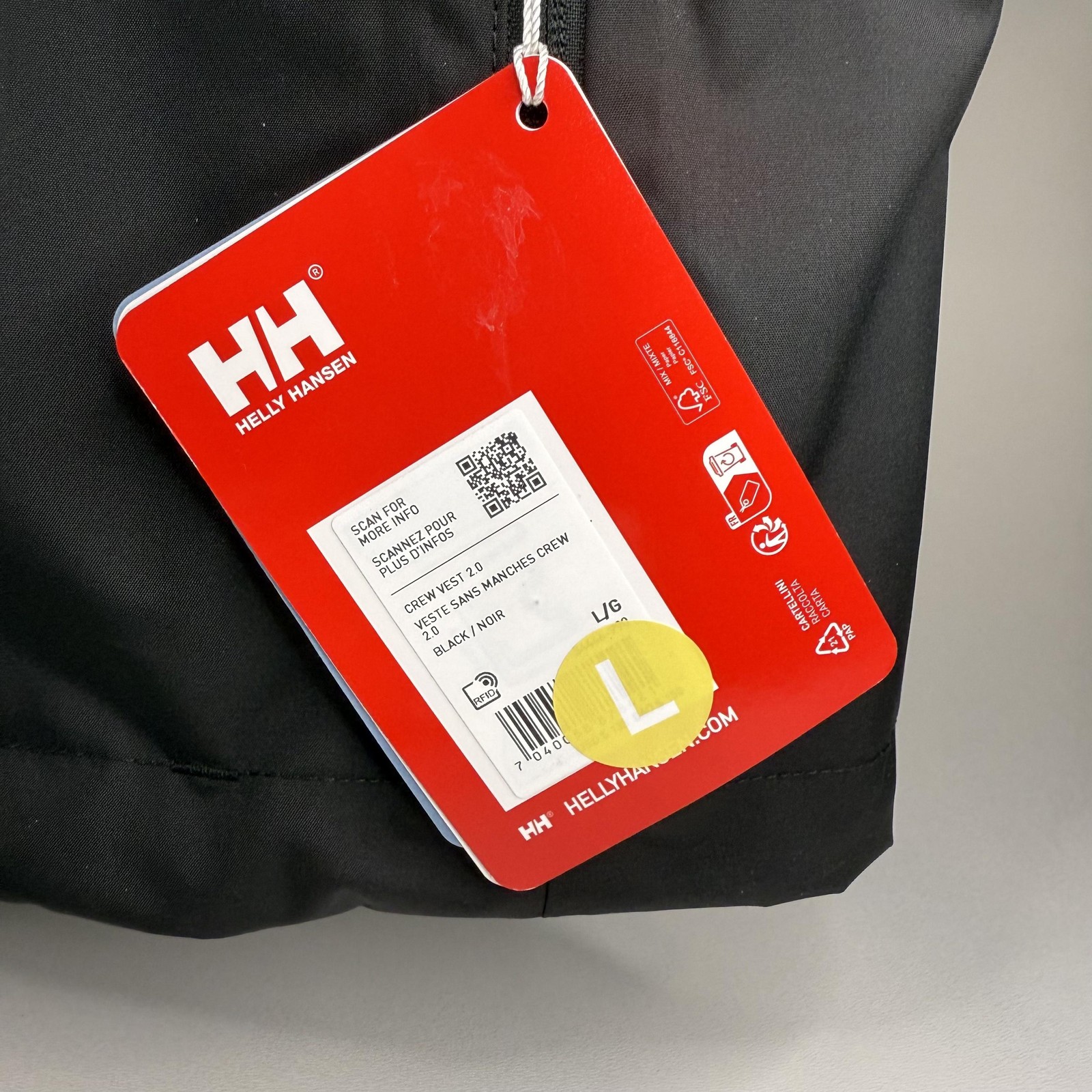 Helly Hansen Crew Vest 2.0 Mens Large Black Helly Tech Sailing Waterproof Gear