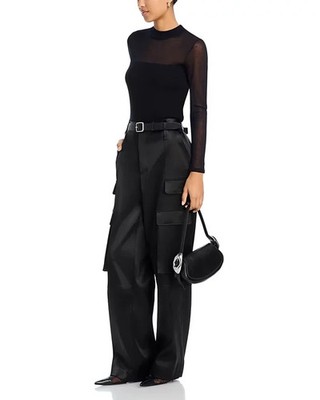 トップス MEER. NECK SLIT SHEER TOP /BLK MEROKEETY Womens 2025 Lace Mesh Sheer Long Sleeve Top Sexy Y2k