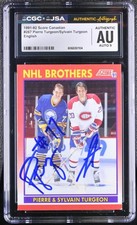 Sylvain & Pierre Turgeon Signed 1991-92 Score Canadian #267 CGC AU JSA 9 Auto