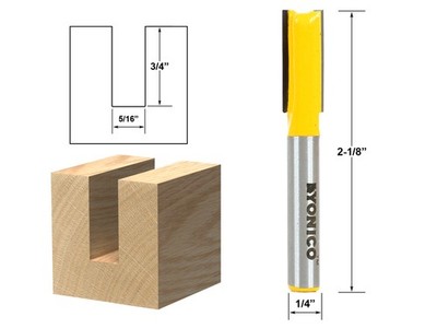 5/16'' Diameter X 3/4'' Height Straight Router Bit - 1/4'' Shank - Yonico 14156q