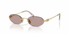 MIU MIU MU A54S 5AK20I Gold Light Purple Brown Oval Rimless Sunglasses AUTHENTIC