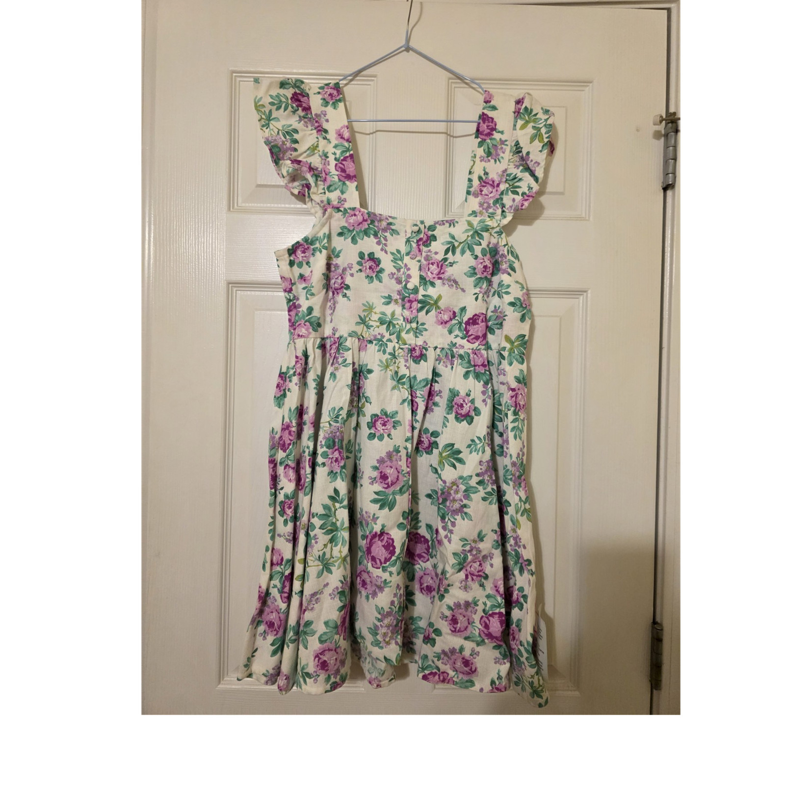 ASOS DESIGN Ivory Floral Mini Sundress Square Neck Ruffle Straps, US 4