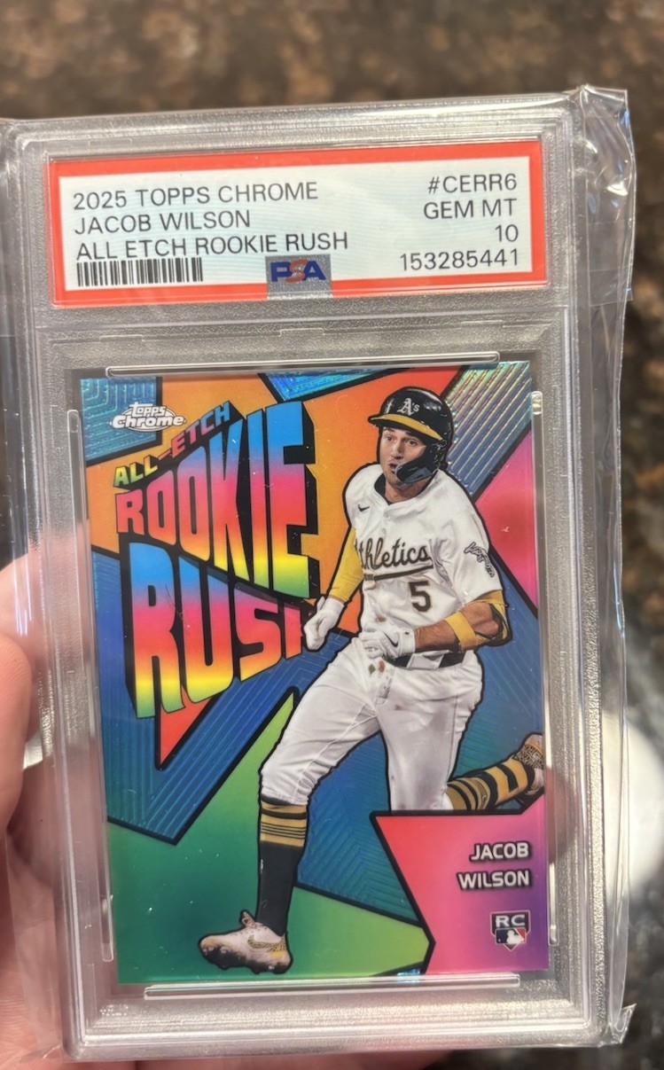 Topps 2025 Topps Chrome Jacob Wilson All-Etch Rookie Rush CERR-6 PSA 10