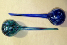 12-inch Hand-Blown Glass Water Globes - Blue and Green