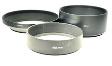 Unbranded 82mm Screw-In Metal Lens Hood Shades Lot of 3 Hoods