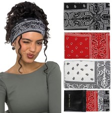 Bandana Headbands for Women Non Slip, Thick Womens Headbands Boho Elastic Hai...