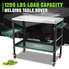36" x 18" Carbon Steel Workbench 1200lbs Green Welding Table w/4 Braking Casters