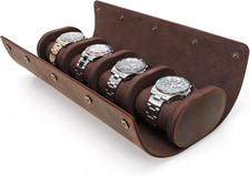 Leather Travel Watch Roll for Men, Crazy Horse Leather Watch Box Case, Watch Rol
