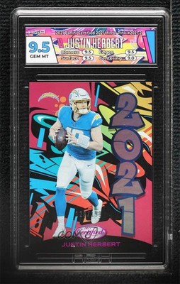 2021 Certified Mirror Pink 129/199 Justin Herbert #2021-2 HGA 9.5 GEM MINT 09r5