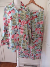 NWT Vintage Nick Nora Spring Pajama Set Floral Garden Gnome Cotton - XL