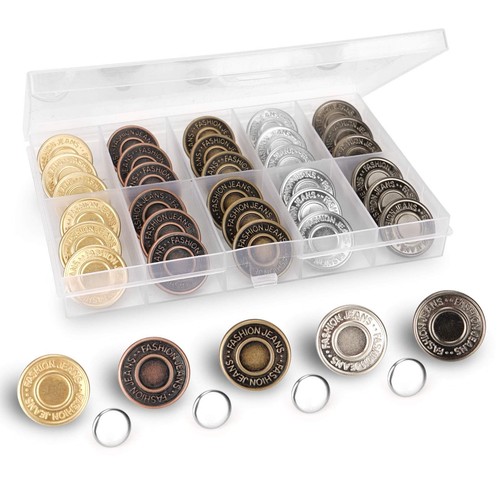 40 Sets Jeans Button 20mm, Premium Denim Buttons, Pants Button with Split Sto...