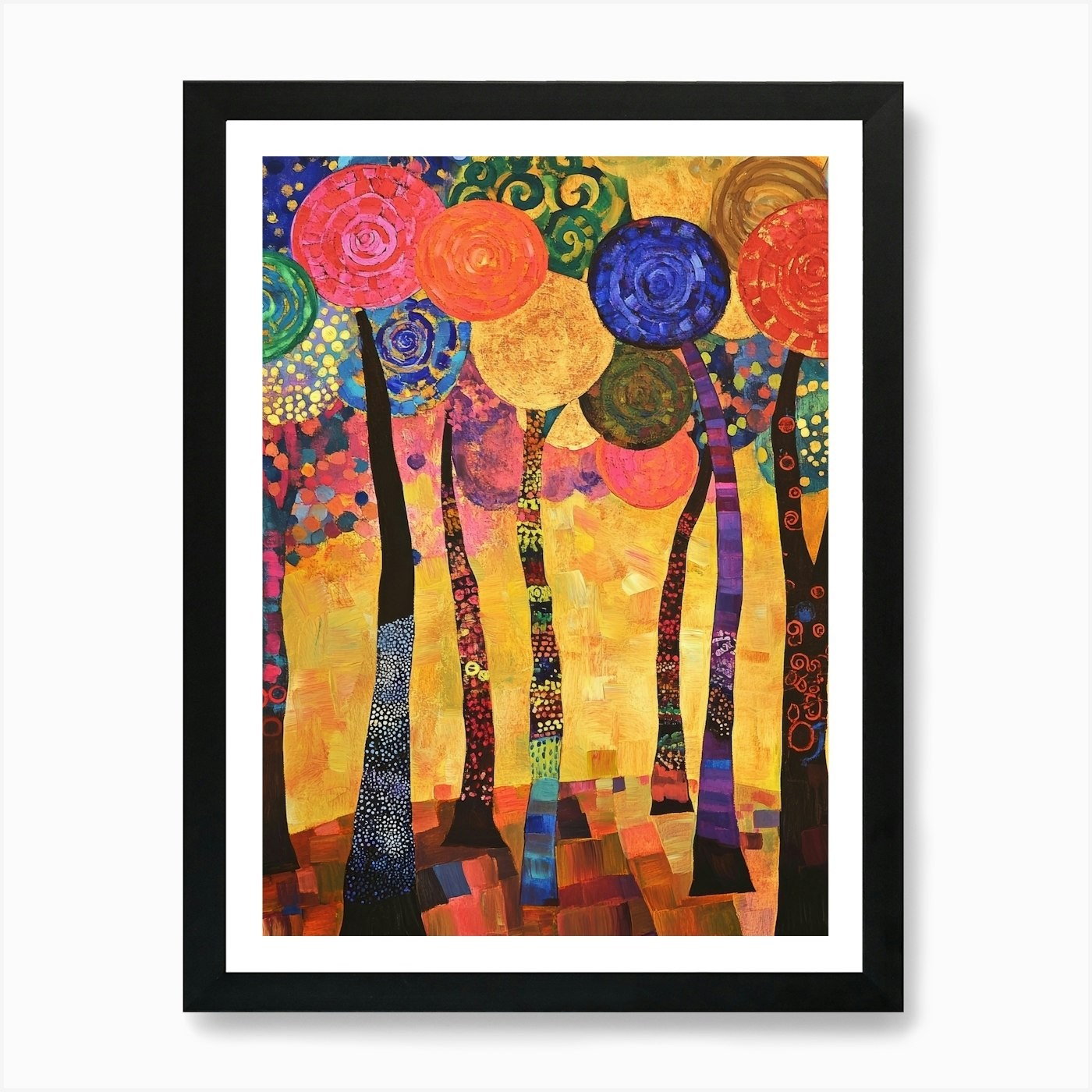 Colorful Trees 17 Framed Canvas Wall Art Print  
