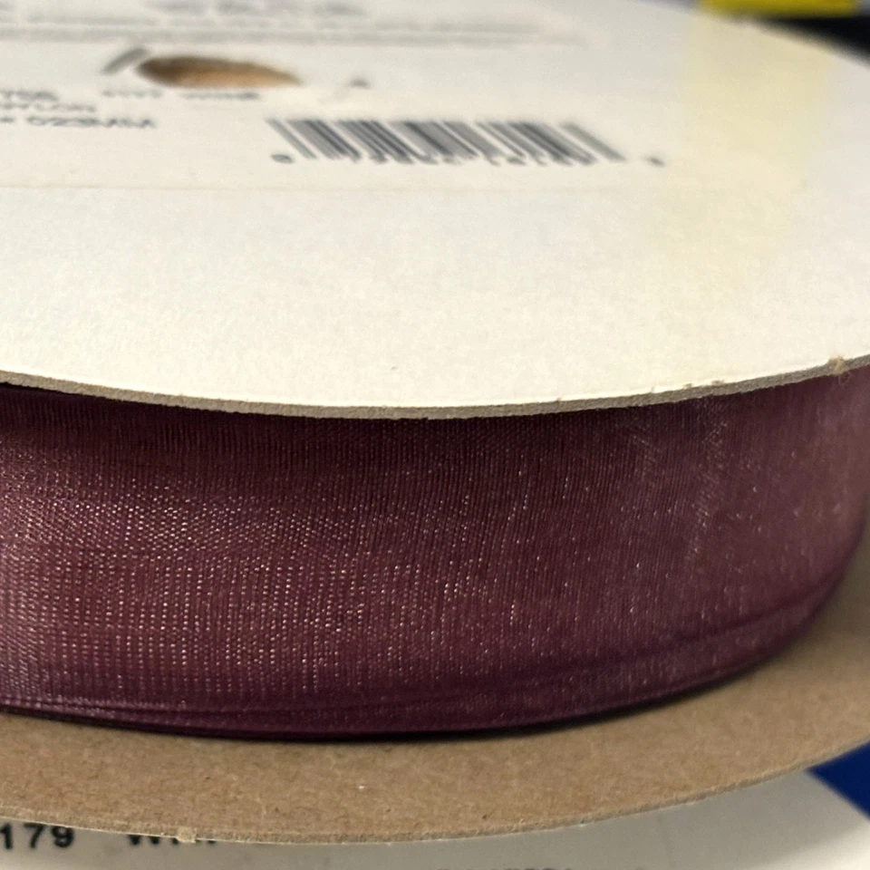 Lady Chiffon Ribbon 6756 Berwick Offray Wine Burgundy 7/8" Sheer 100yds Spool - Image 2 of 3