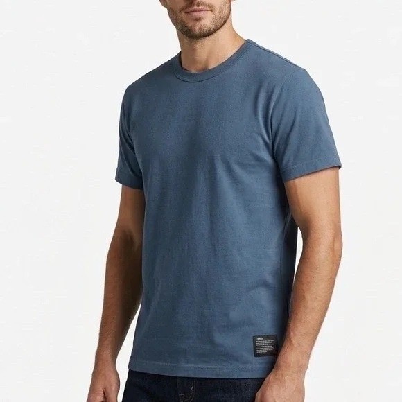American Giant Everest T-Shirt Men S Blue Cotton Short Sleeve Crew Neck Pullover