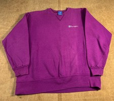 Vintage 90s Champion Spell Out Made in USA Purple Crewneck XL