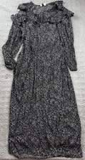 Universal Thread Dress Womens Small Black Floral Long Sleeve Ruffle Maxi A-Line