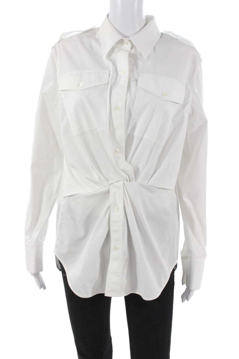 Helmut Lang Women Basic Collared Cotton Long Slee… - image 1