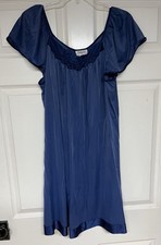 Vanity Fair Navy Blue Nylon Nightgown with Cap Sleeves Size M