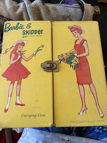 New Listing3 dolls Mattel Barbie & Skipper 50 pieces of clothing Carrying Case Vintage1964