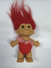 Vintage Russ Troll Doll With Red Bathing Suit Beach Babe With Red Hair
