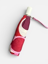 Coach Signature Print Compact Umbrella Pink Red Folding Rain Umbrella EUC