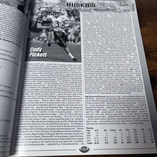 WASHINGTON HUSKIES FOOTBALL MEDIA GUIDE - 2003 - CODY PICKETT - Bild 4 von 4