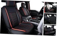 F150 Faux Leather Seat Covers, fit for 2015-2025 F150 Full Set Black Red
