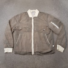 Nike Mens Track Jacket Medium Grey Swoosh Bomber Lightweight Zip Up Streetwear