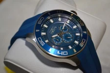 NEW 50mm INVICTA PRO DIVER SILVER & BLUE 28003 WATCH - DAY DATE 24HR SUB-DIALS