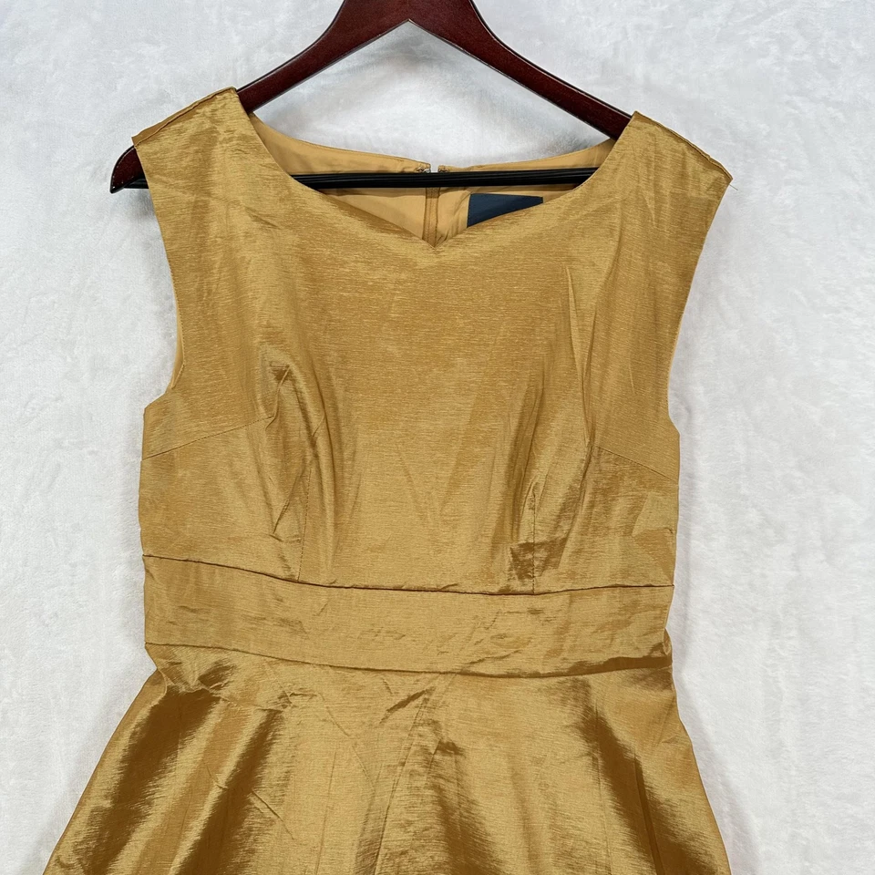Vestido ModCloth para mujer 12 calce dorado acampanado sin mangas fiesta cóctel vacaciones glamour Foto 2 de 4