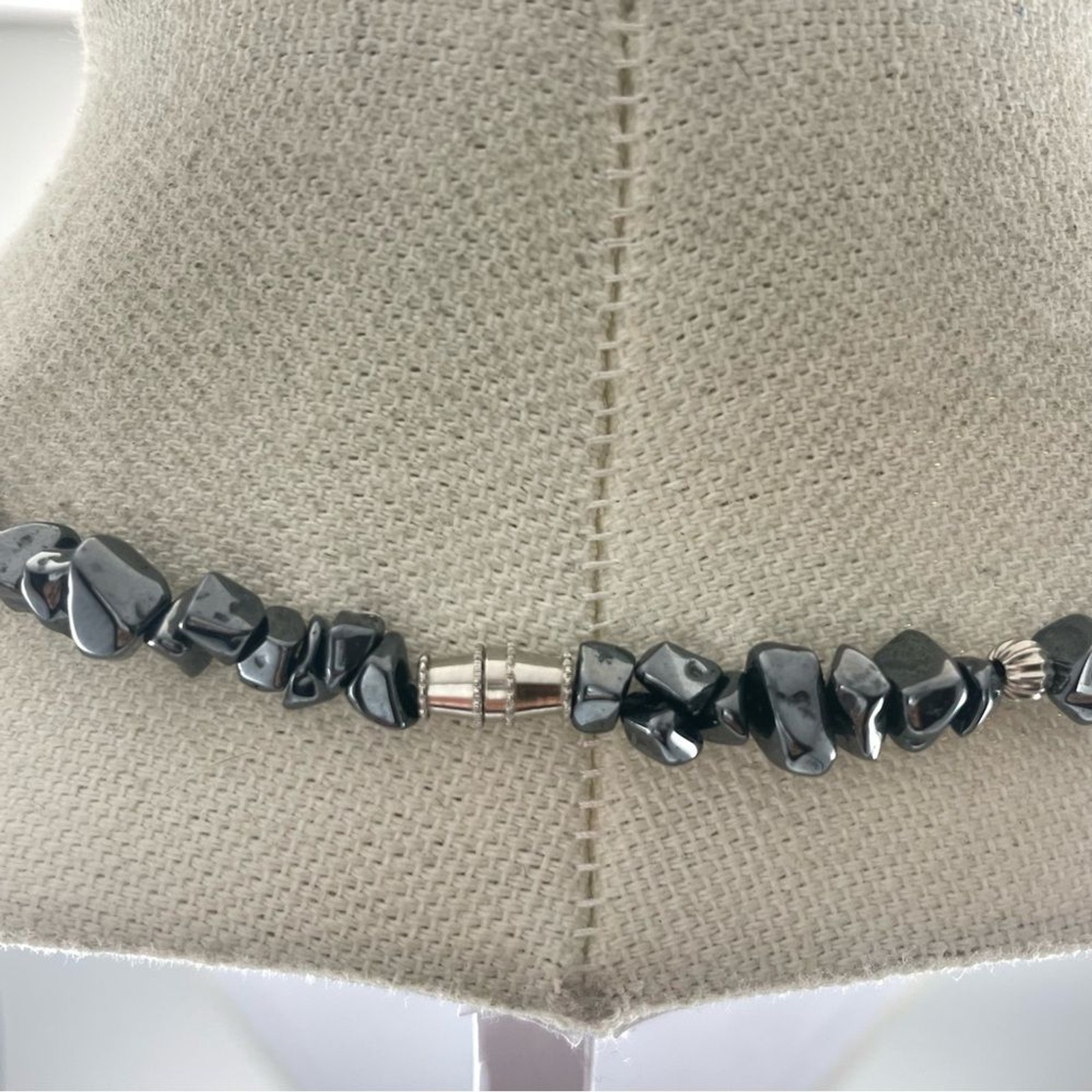 Beautiful Unsigned Hematite Nugget Silver Tone Be… - image 4