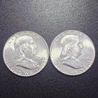 Lot Of 2 Franklin Liberty Bell Half Dollars 90% Silver Lot 1960