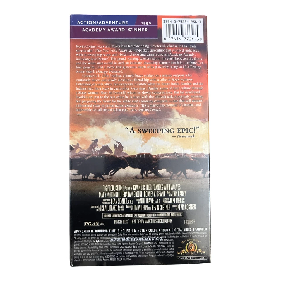 Dances with Wolves (VHS, 1999, Contemporary Classics) Brand New - SEALED - Image 2 of 2