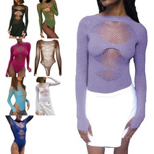 Womens Jumpsuits Festival Bodysuit Hollow Out Leotard Sleepwear Playsuit Music