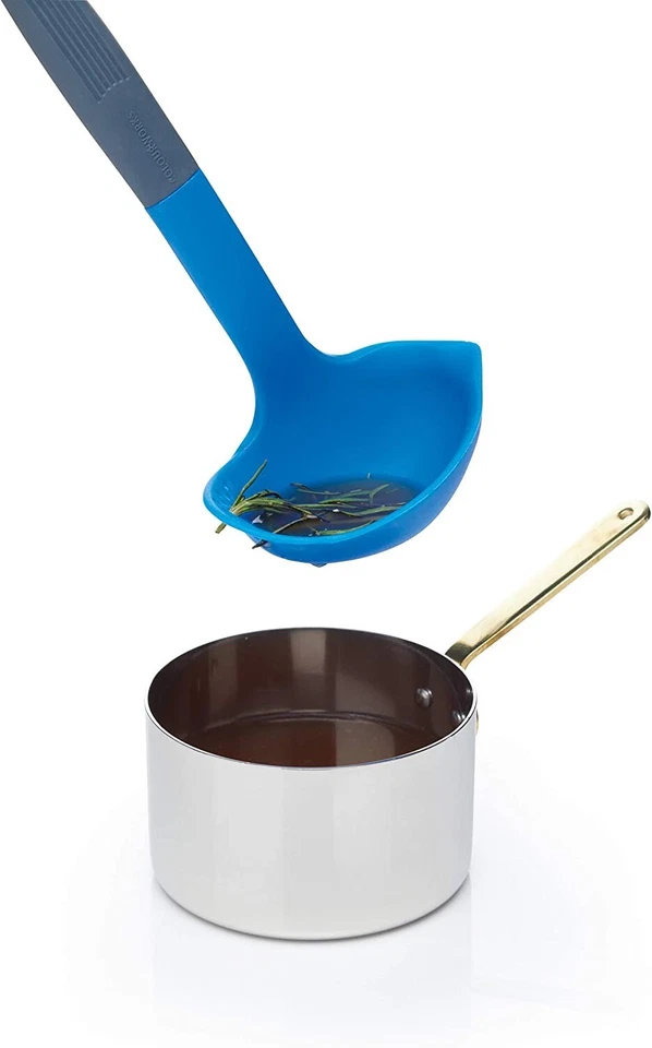 KitchenCraft Colourworks CWBRLADBLU Multi Soup Ladle / Strainer Spoon, Silicone, - Image 4 of 4