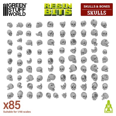85x Totenschädel Totenköpfe Resin-Schädel Sockel Rollenspiele Miniaturen Skulls